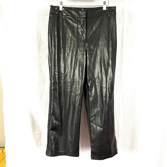 Bagatelle Collection Faux Leather Pants Wide Leg Cropped Black sz Small - Picture 1 of 8